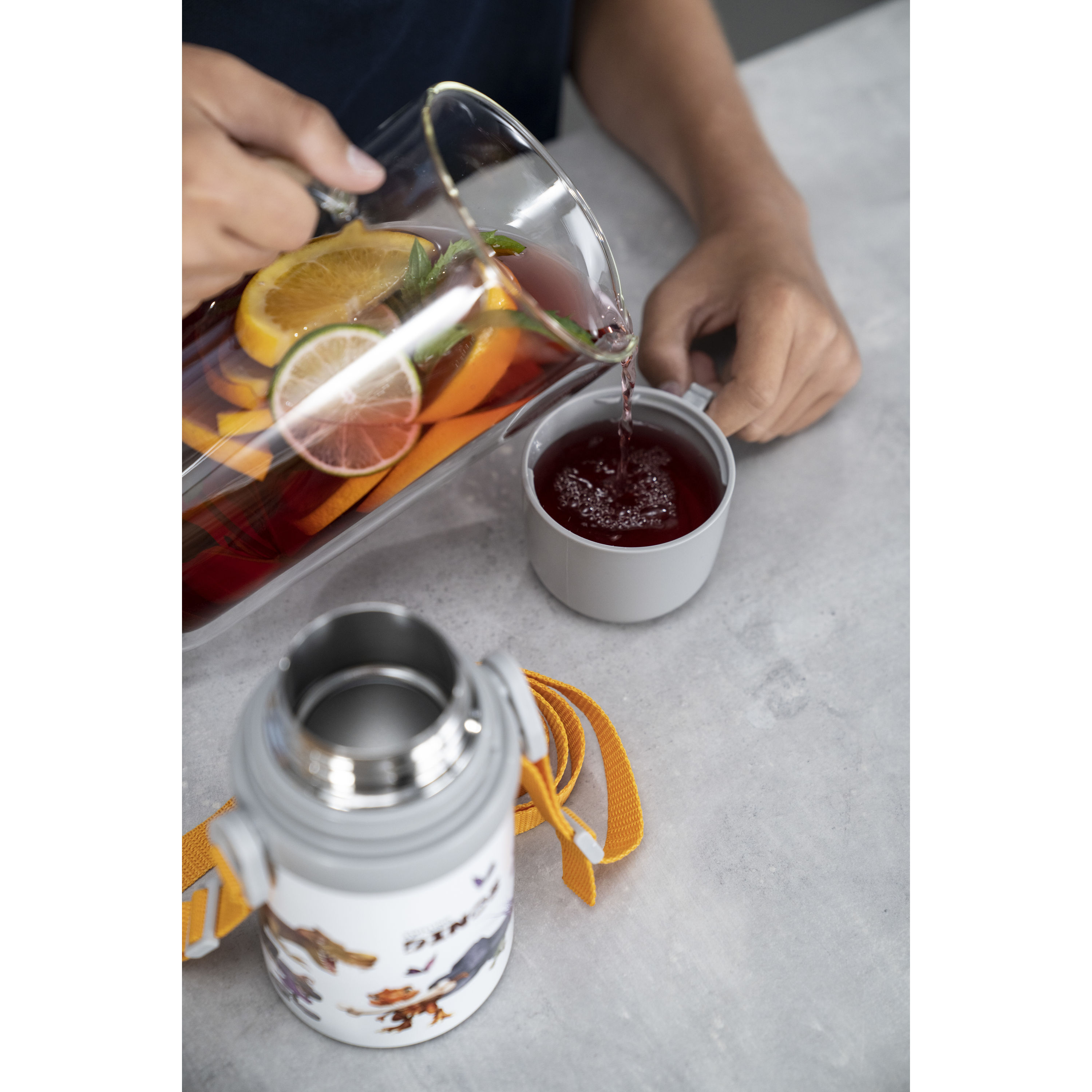 Thermoflasche, 380 ml, Edelstahl, Weiß-grau