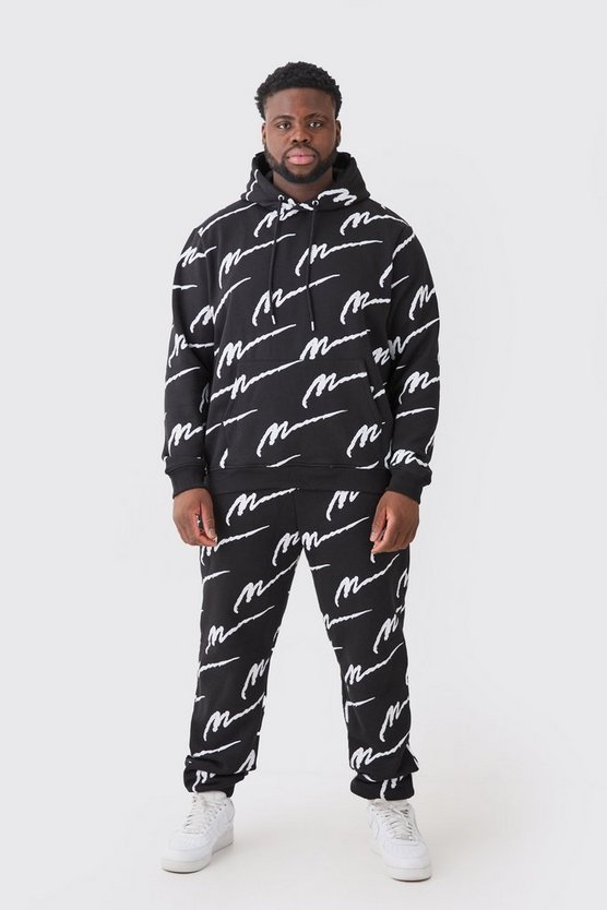 Plus Man Signature Hoodie-Trainingsanzug mit Print