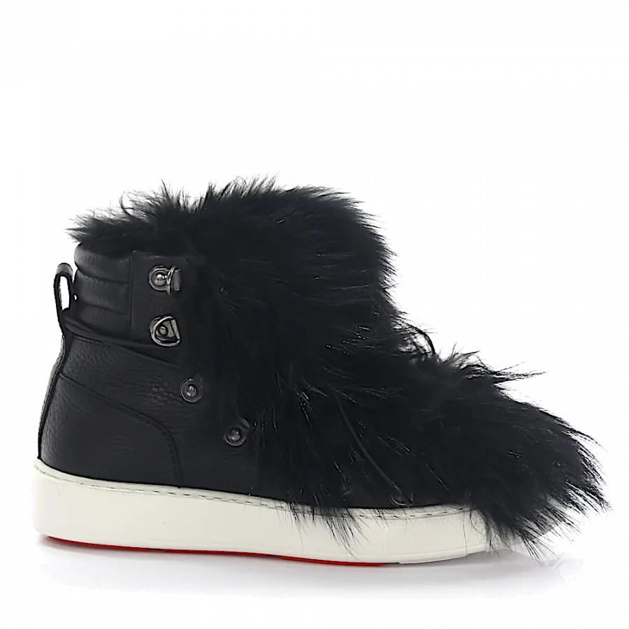 Santoni - Sneaker 60112 Leder schwarz Fell - schwarz