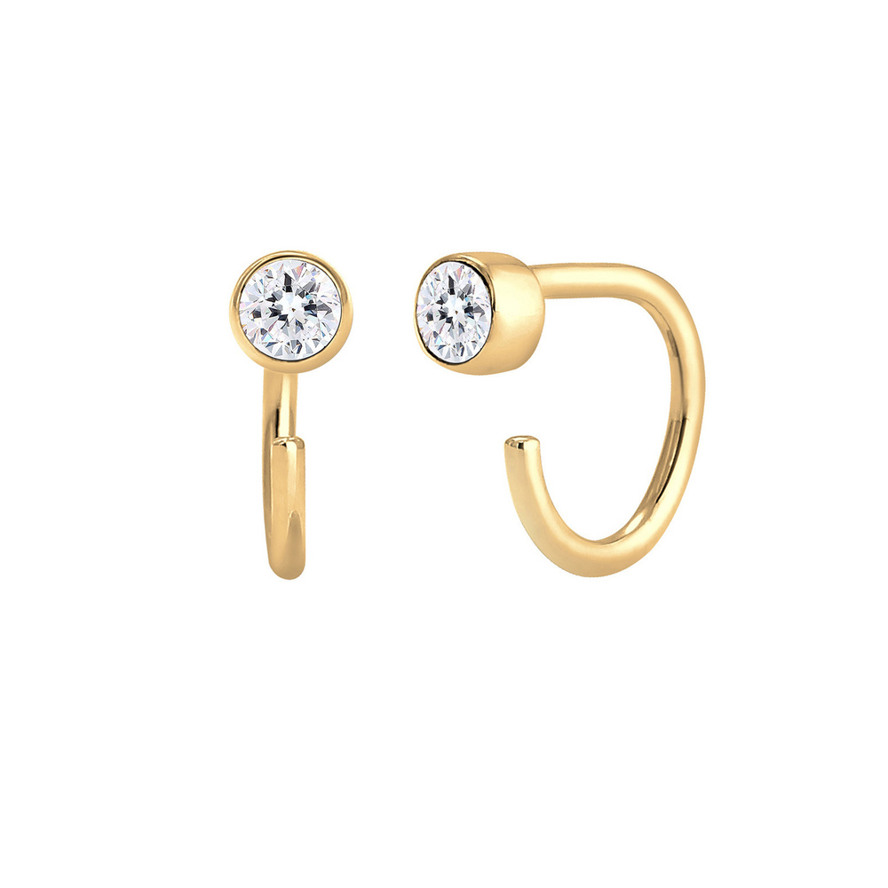 Elli Elli Boucles d'Oreilles Creole Geo Kristalle 925 Silber Cercle Boucles d'oreilles