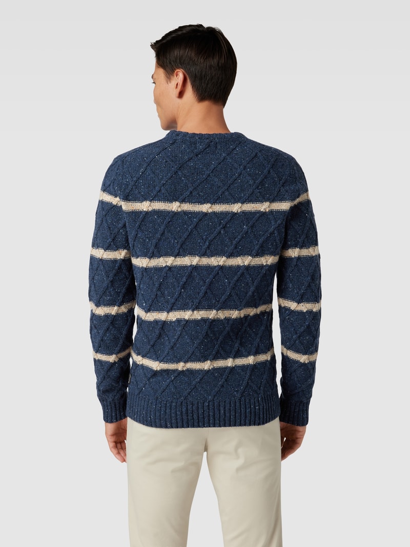 Strickpullover mit Streifenmuster in marineblau