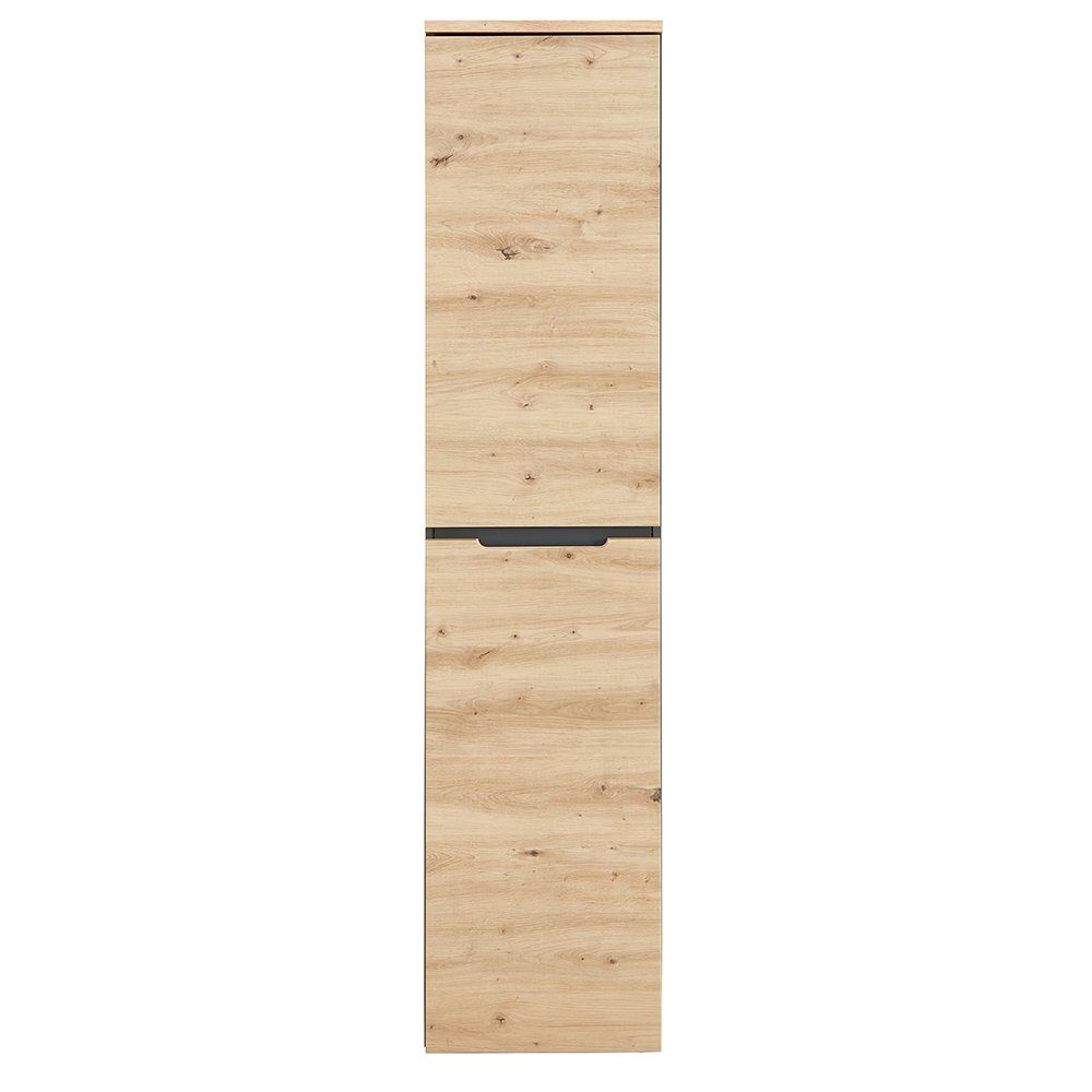 Lomadox Stauraumschrank MANRESA-36 1-türig, rechts/links montierbar, graphit mit Eiche, 45cm breit