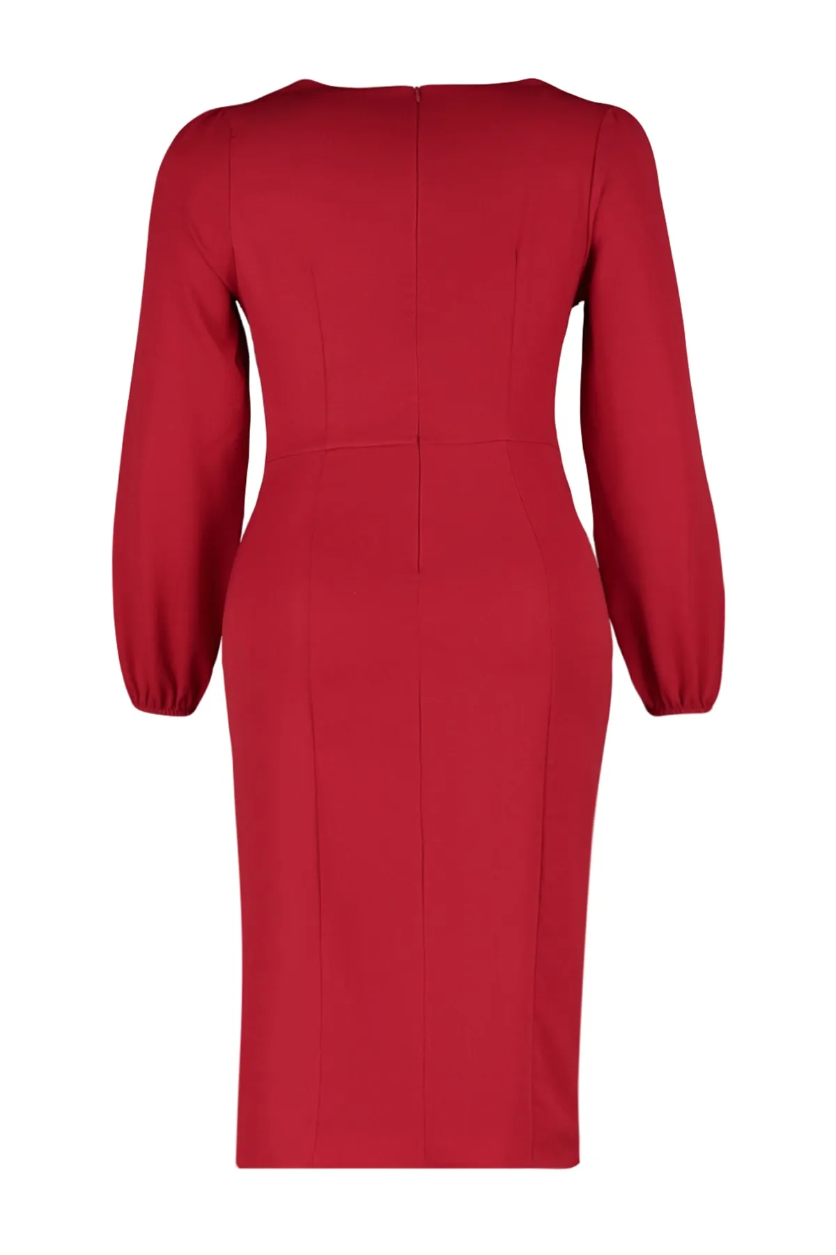 Trendyol Curve  Rotes, gewebtes Kleid mit Schlitz und Schnürung TBBSS23AH00184