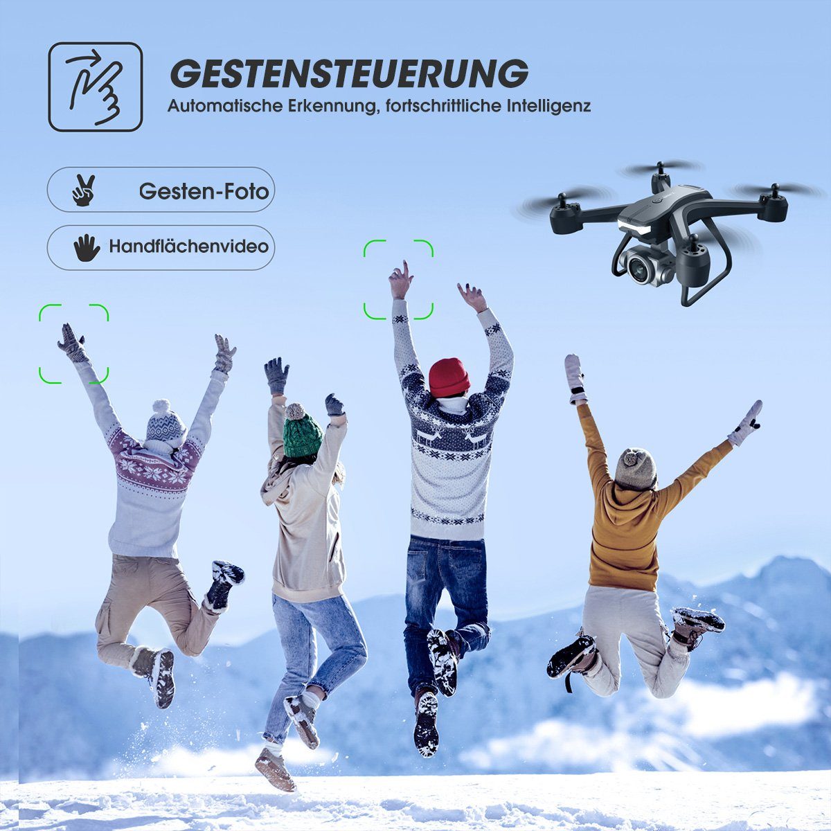 4DRC V14 mit wifi Kamera für Kinder & Anfänger Spielzeug-Drohne (Gesten-Steuerung, MV-Modus)