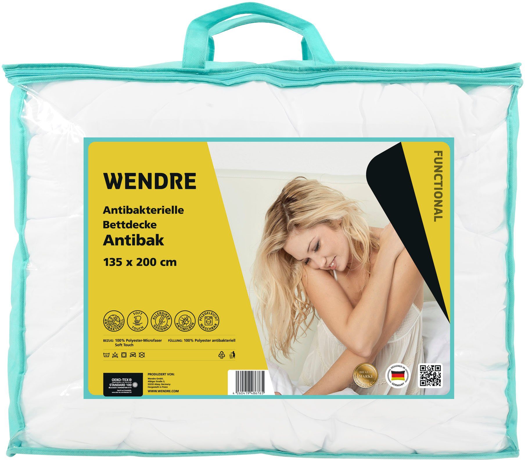 Microfaserbettdecke, Functional Antibac, Wendre, Antibakterielle Bettdecke in 135x200 cm, Bettdecke für das ganze Jahr