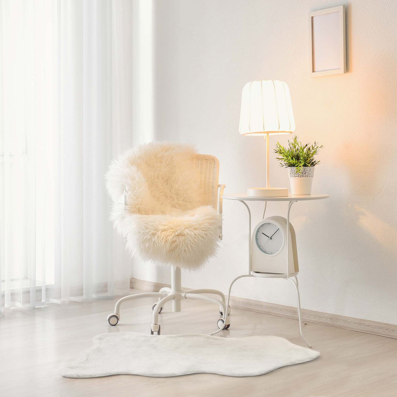 HOMCOM Kunstfell Hochflor Weiß 80 x 55 x 3 cm