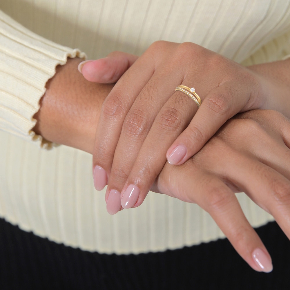 Elli Elli Bague Femmes Bague de fiançailles Solitaire Étincelant avec Cristaux de Zirc Bague