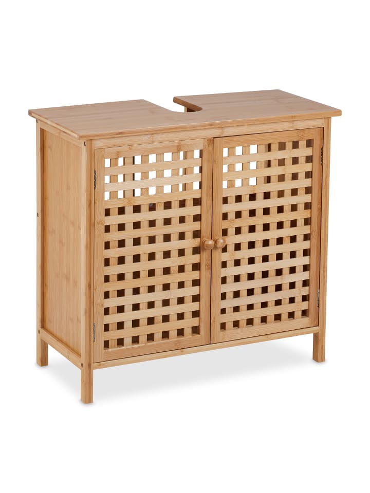 relaxdays Waschbeckenunterschrank in Natur - (B)66 x (H)61 x (T)30 cm günstig kaufen onesize