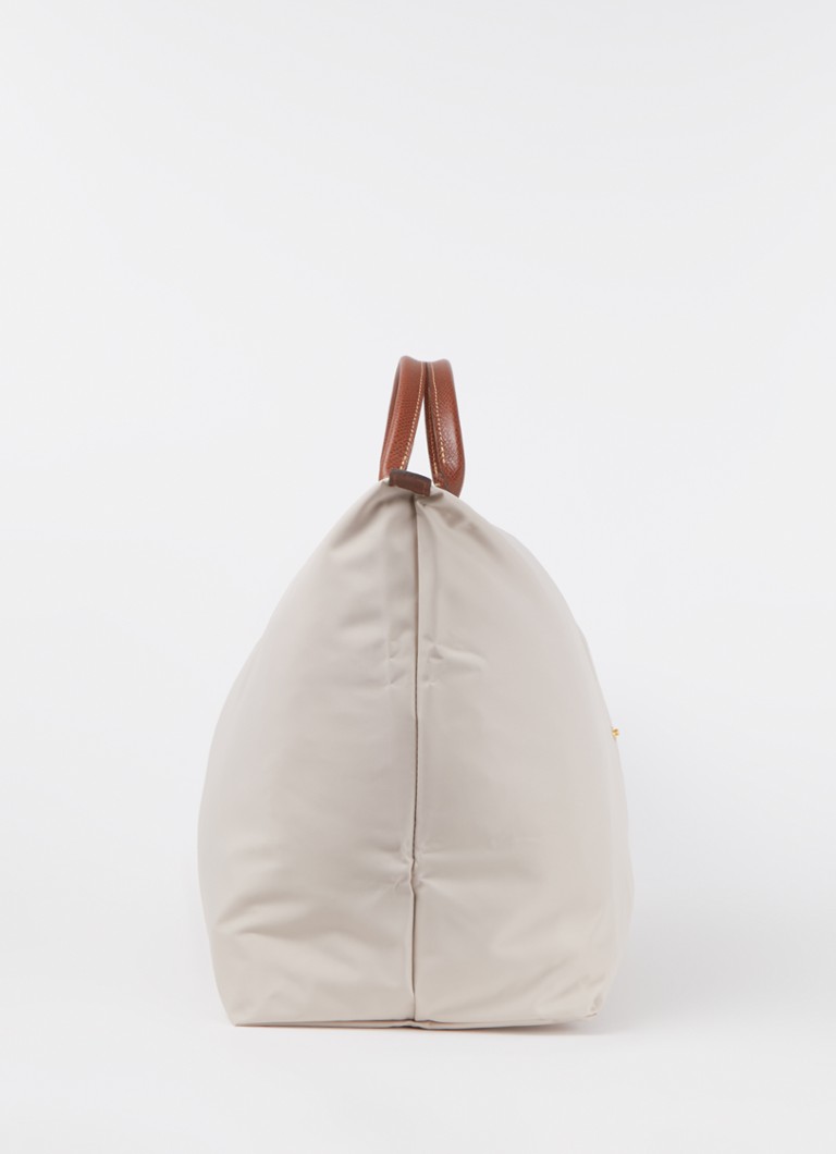 Longchamp Le Pliage Vihreä matkalaukku M nahkayksityiskohdilla