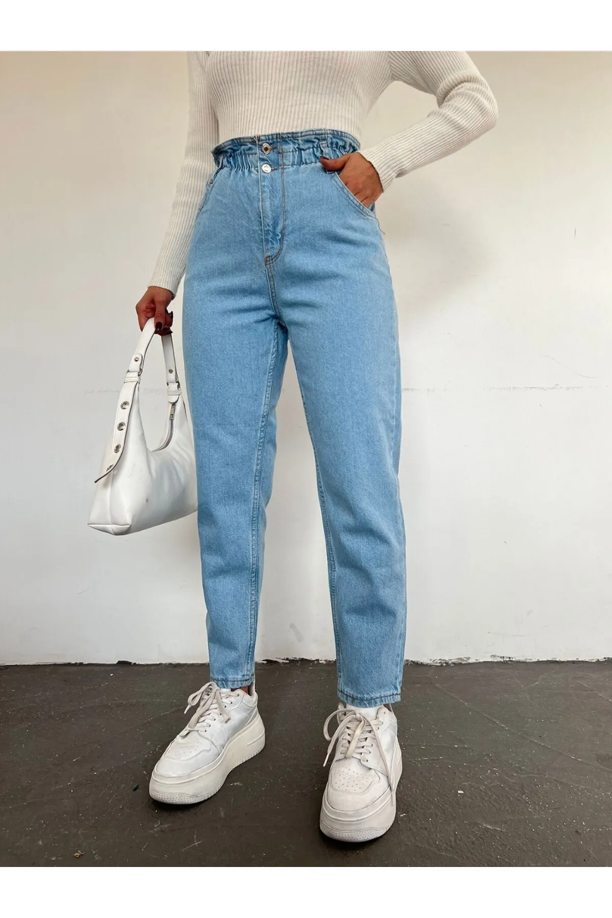 Modamorfo  Jeans mit hoher Taille und elastischem Bund