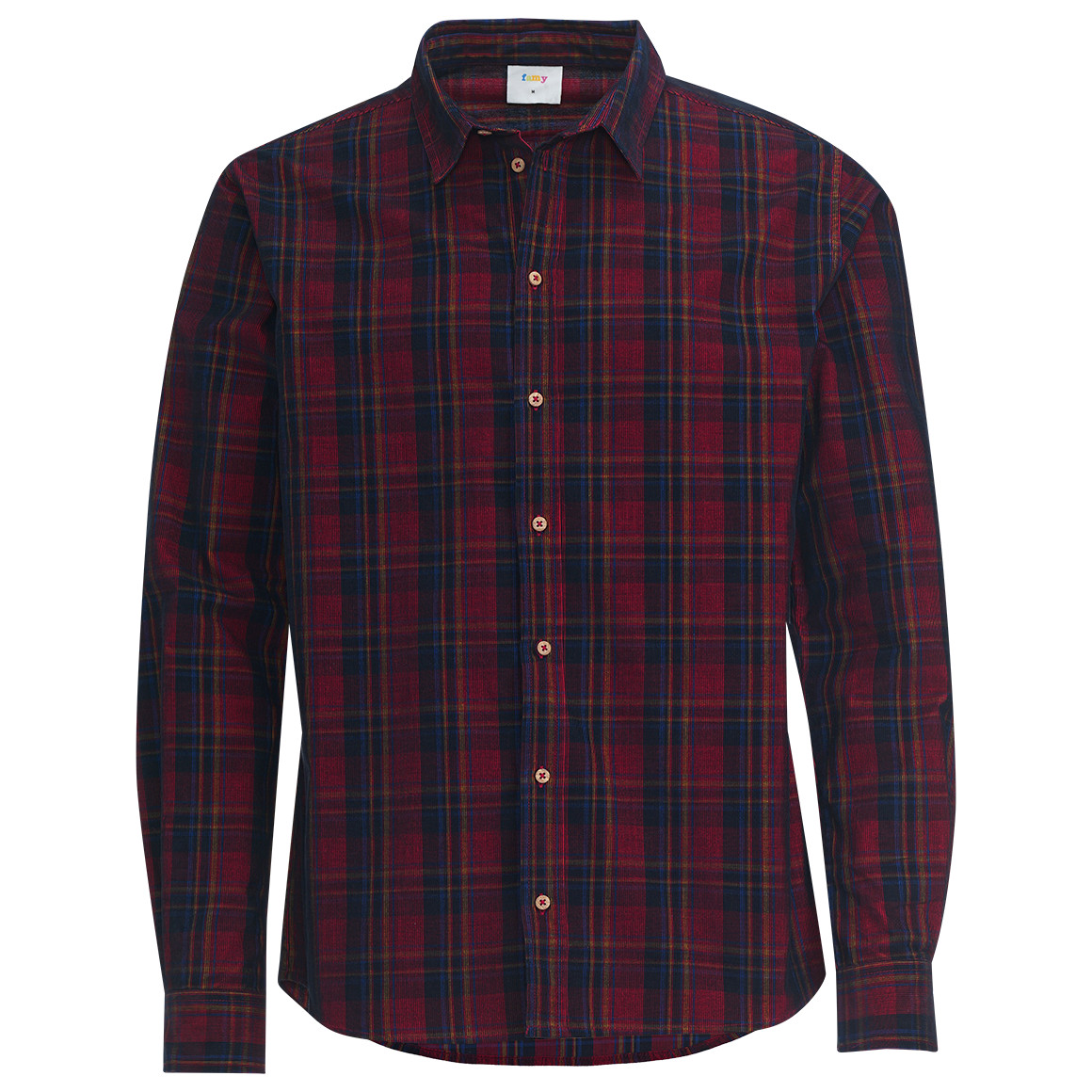 Herren Weihnachtshemd aus Cord dunkelrot / dunkelblau
