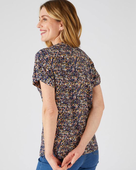 Blouse imprimée col tunisien