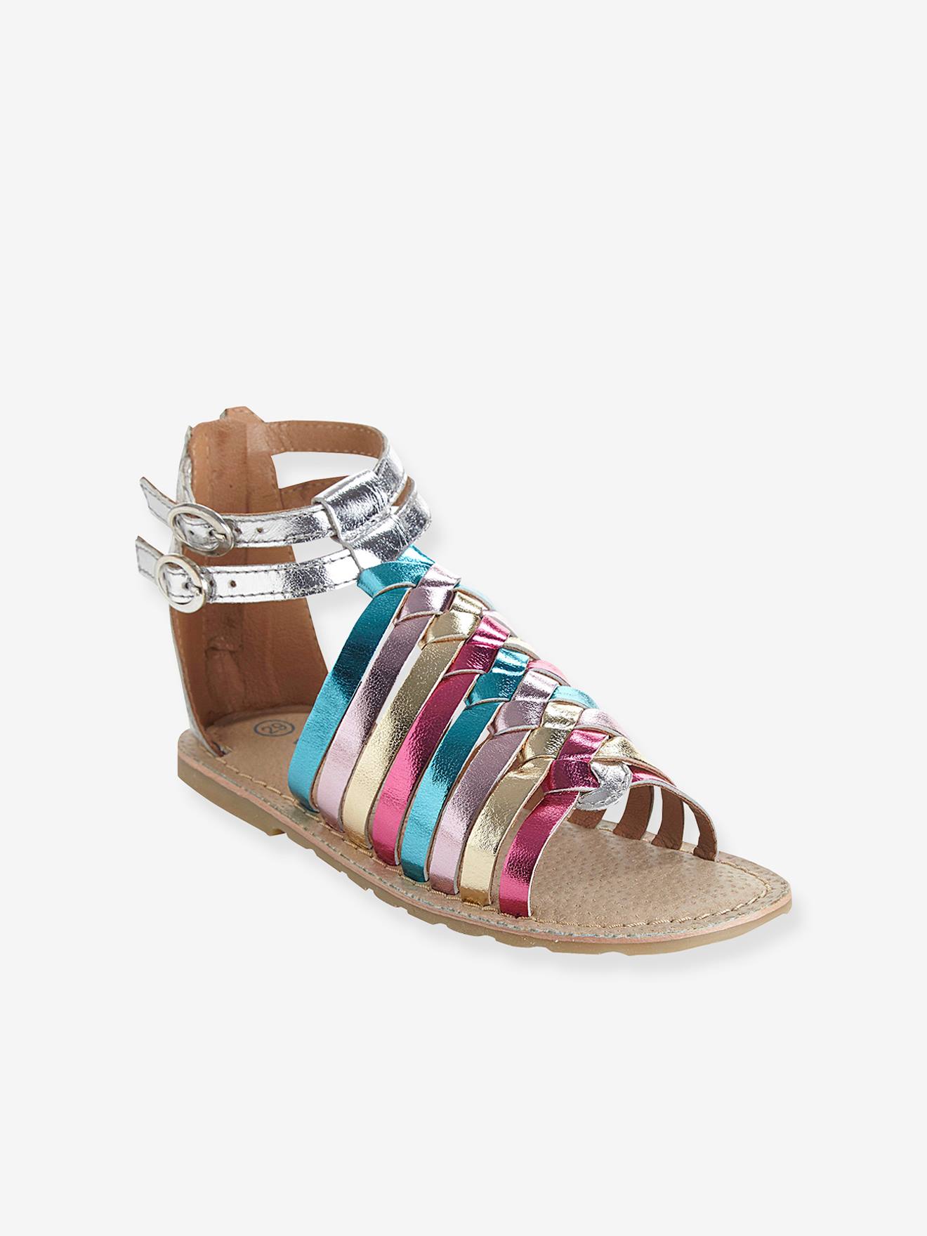 Sandales fille en cuir noir