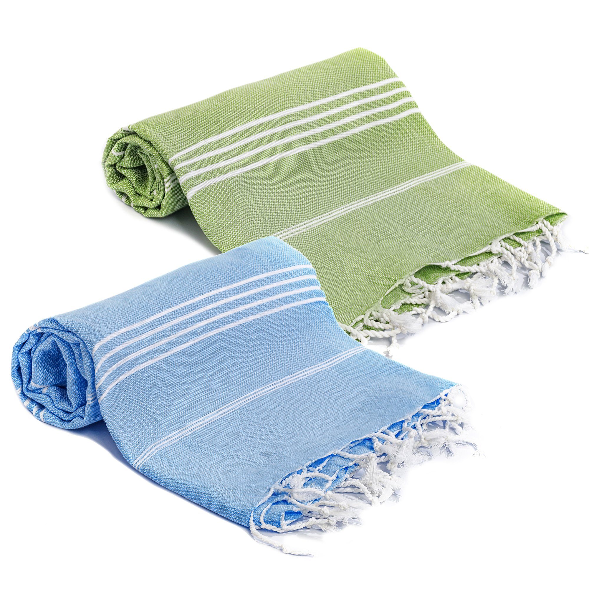 Turquoise Home Hamamtuch Signature 2'er SET Strandtuch Saunahandtuch 100x180cm XL, 100% Baumwolle