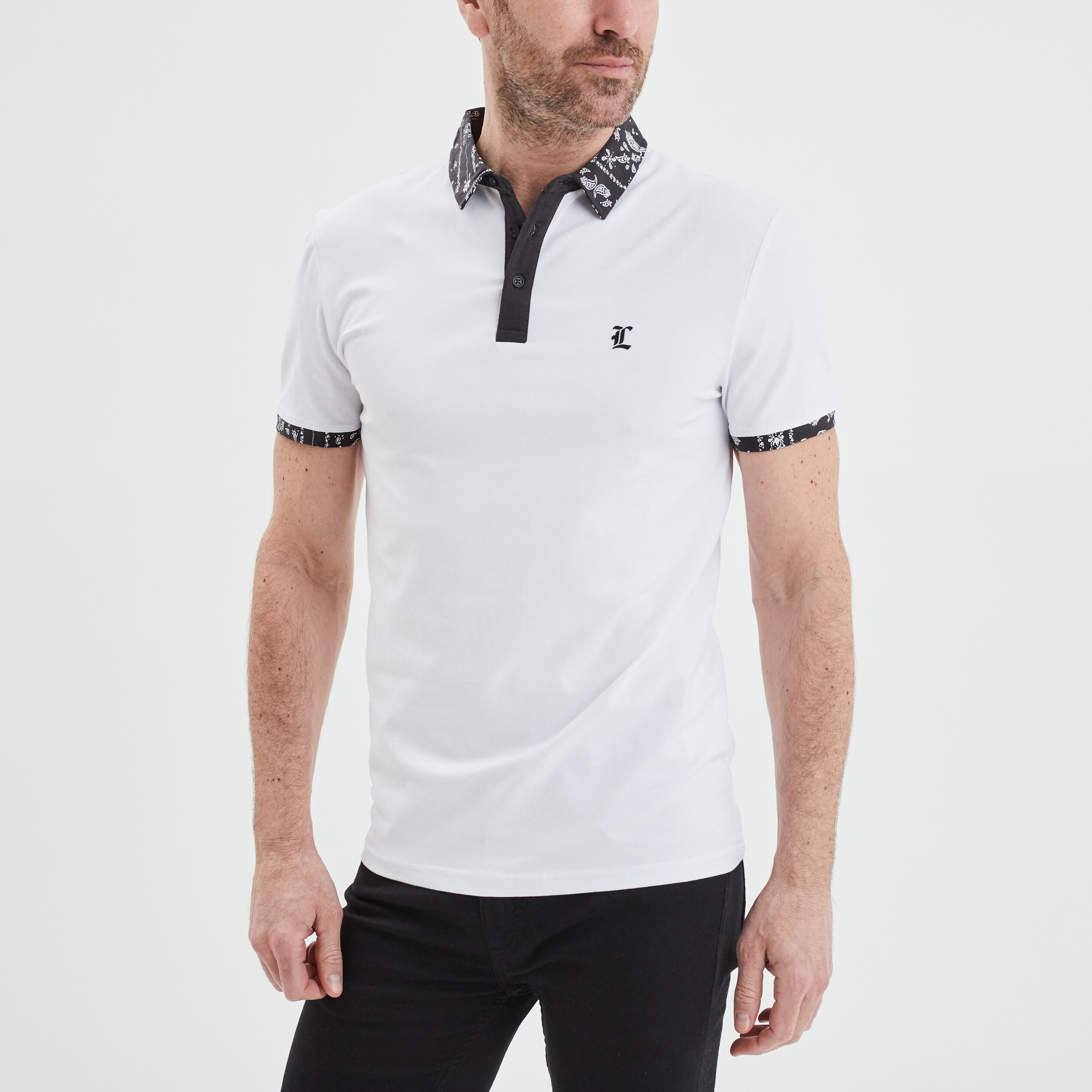 Polo droit manches courtes coton Liberto blanc homme | La Halle