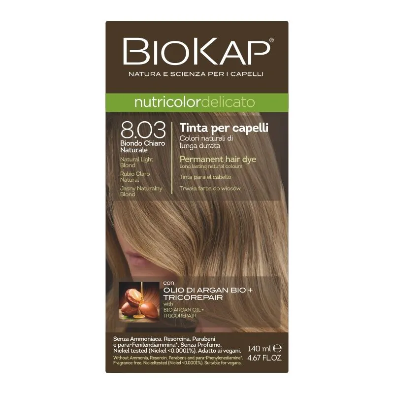 Biokap Nutricolor Delicato plaukų dažai, 8.03 Šviesiai natūrali blondinė