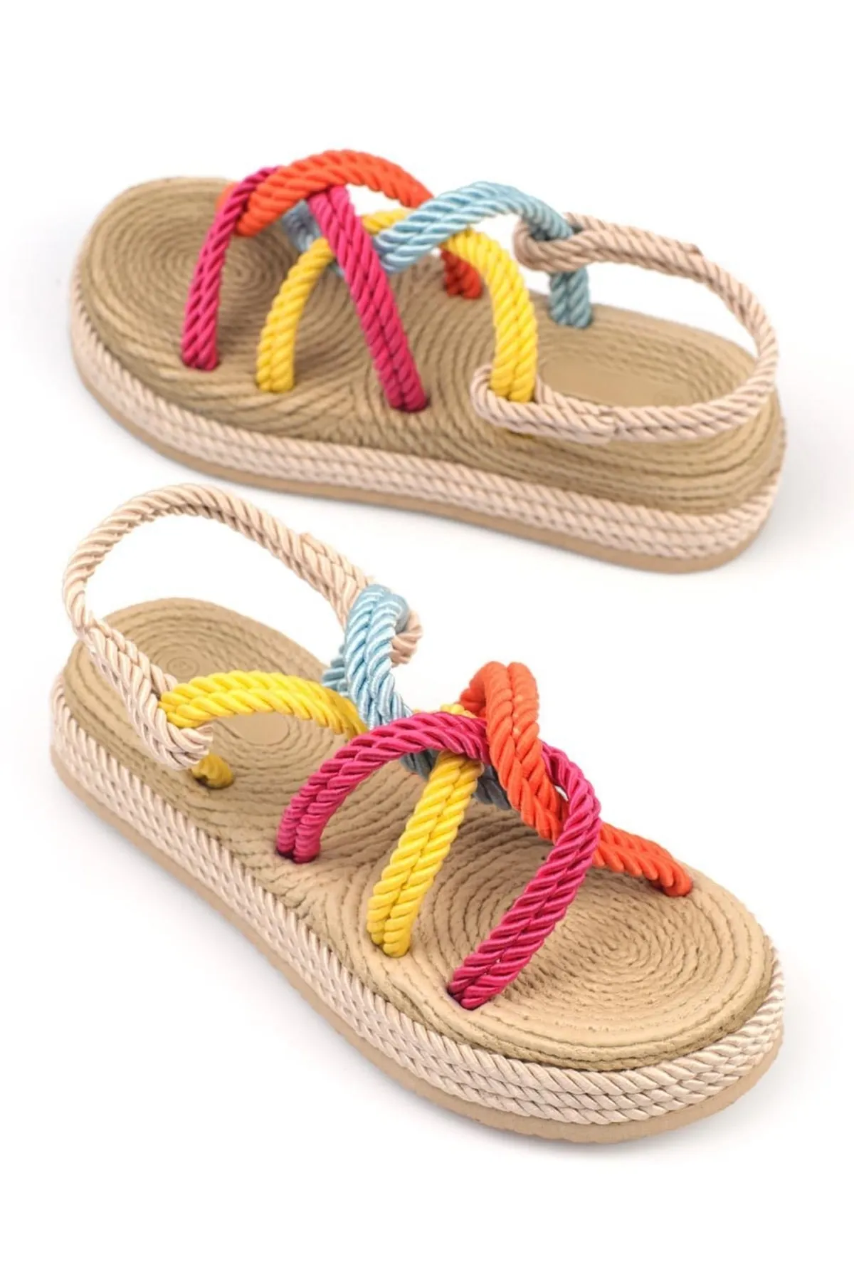 Capone Outfitters  Capone Wedge Heel String Multi Beige Damen-Sandalen