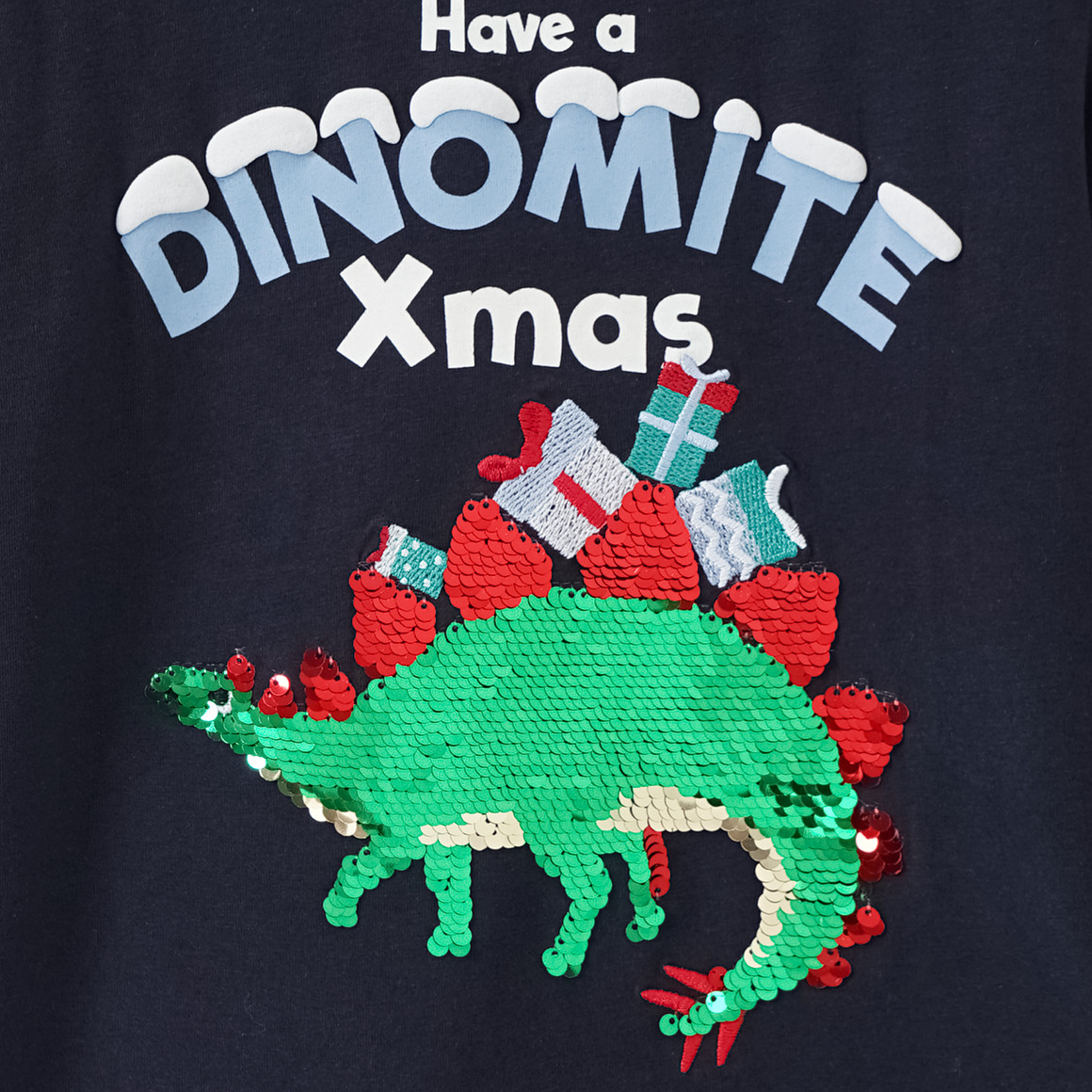 Jungen Weihnachtslangarmshirt mit Pailletten dunkelblau