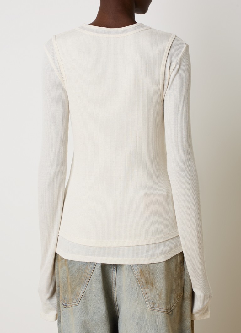 Top a coste in misto lino con stampa logo di Acne Studios