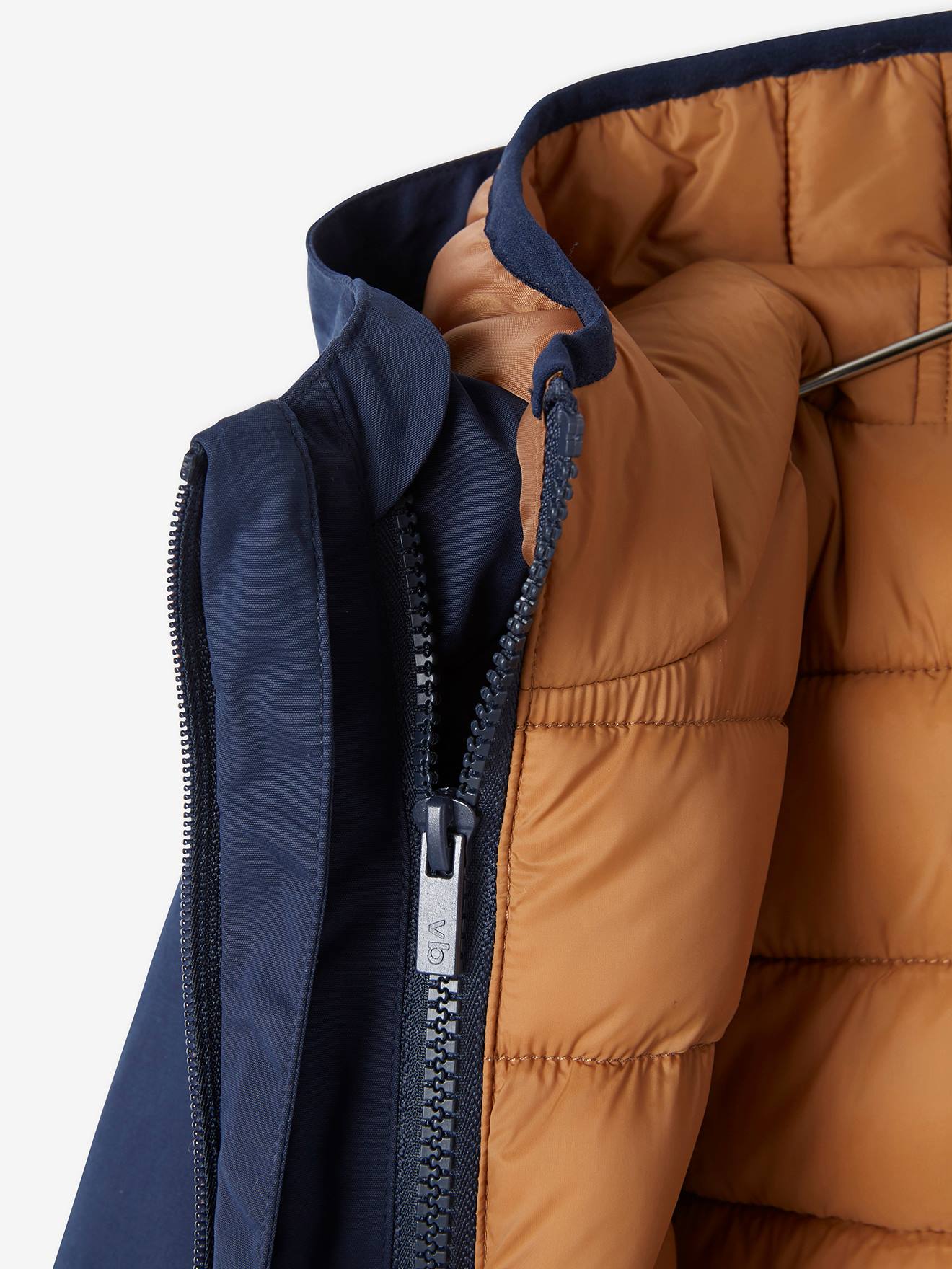 Parka 3 en 1 garçon mi-saison bleu grisé
