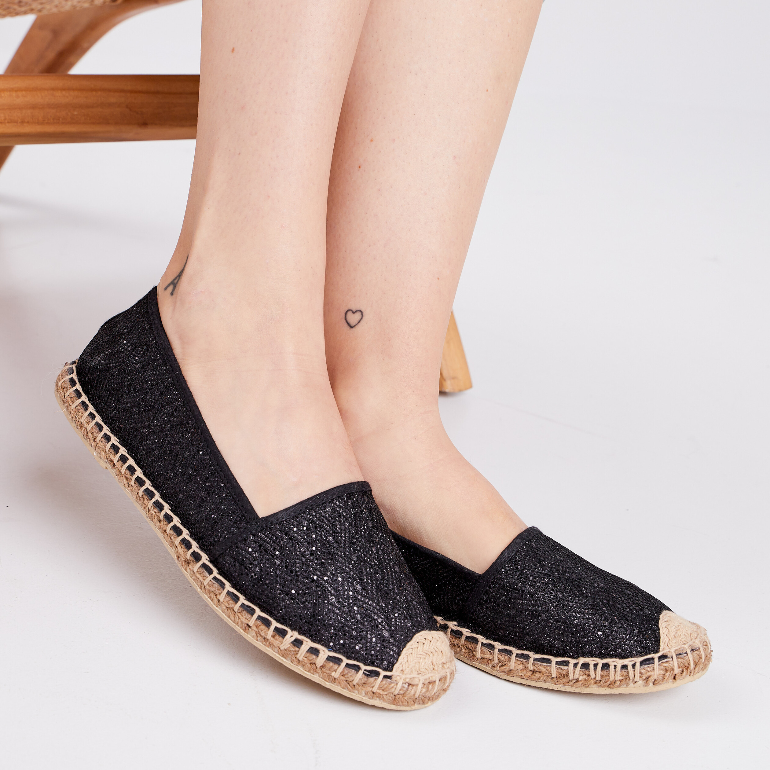 Espadrilles à sequins noir femme | La Halle
