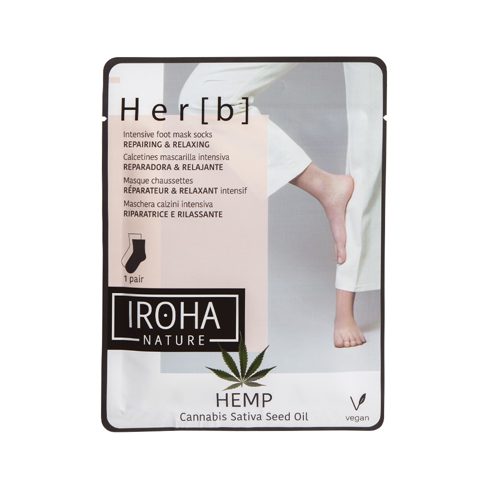 iroha Masque chaussettes intensif RÉPARATEUR&RELAXANT  - HUILE DE GRAINES  DE CHANVRE Chaussettes