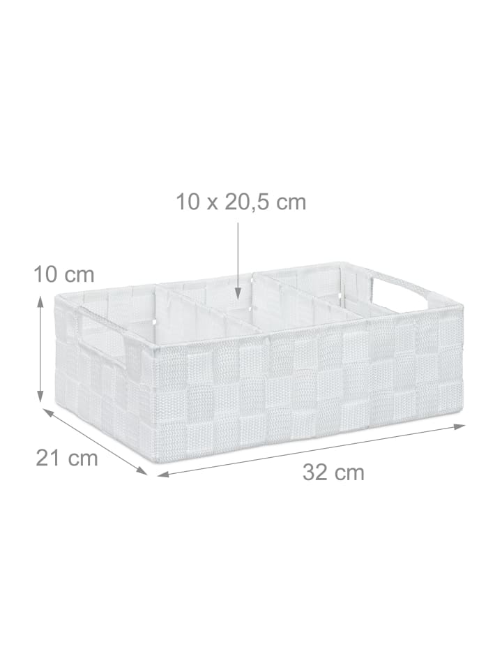 relaxdays Aufbewahrungskorb in Weiß - (B)32x (H)10 x (T)21 cm günstig kaufen onesize