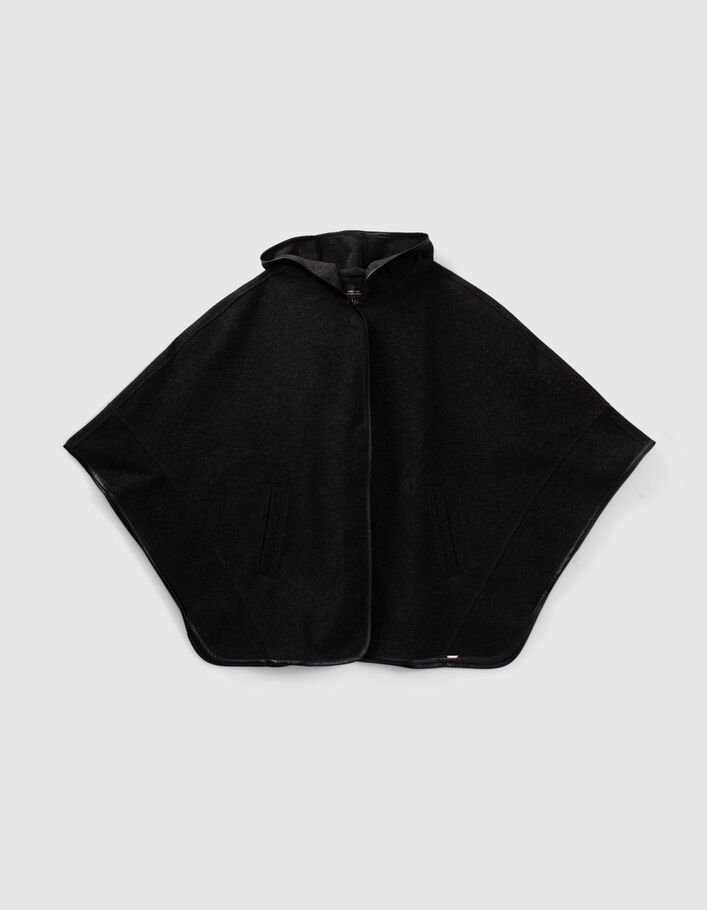 Manteau cape grise à capuche fille