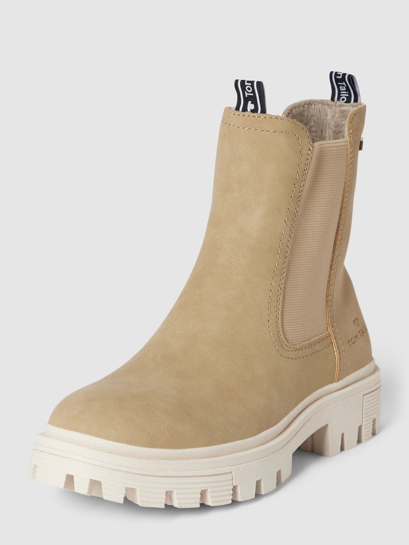 Chelsea Boots in Leder-Optik in beige