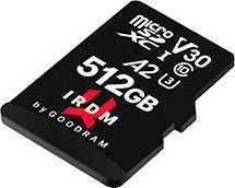 Goodram IRDM UHS-I U3 A2 microCARD Speicherkarte (512 GB, Video Speed Class 30 (V30), 170 MB/s Lesegeschwindigkeit)
