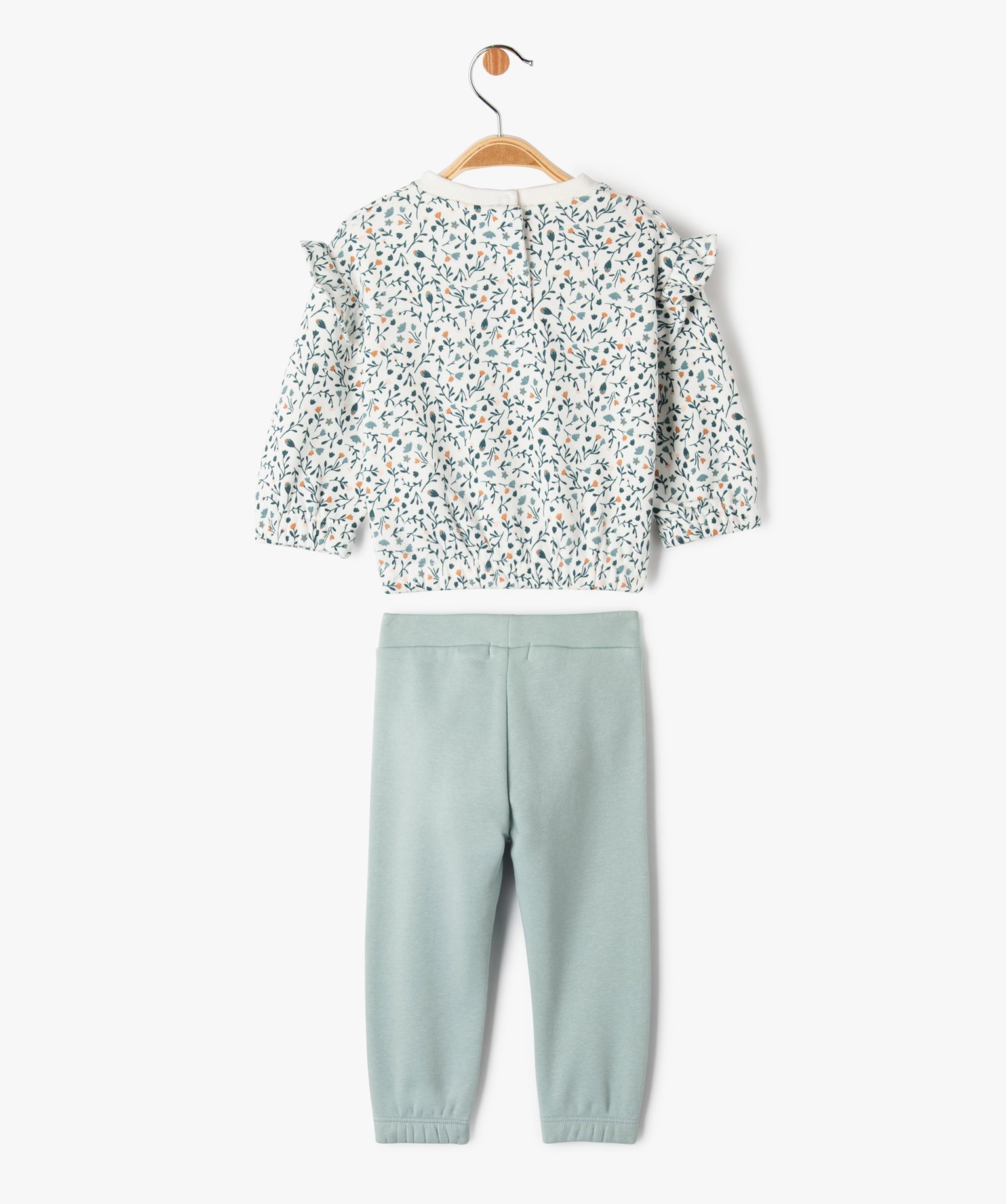 Ensemble 2 pièces sweat fleuri et pantalon en molleton béb... bleu | GEMO