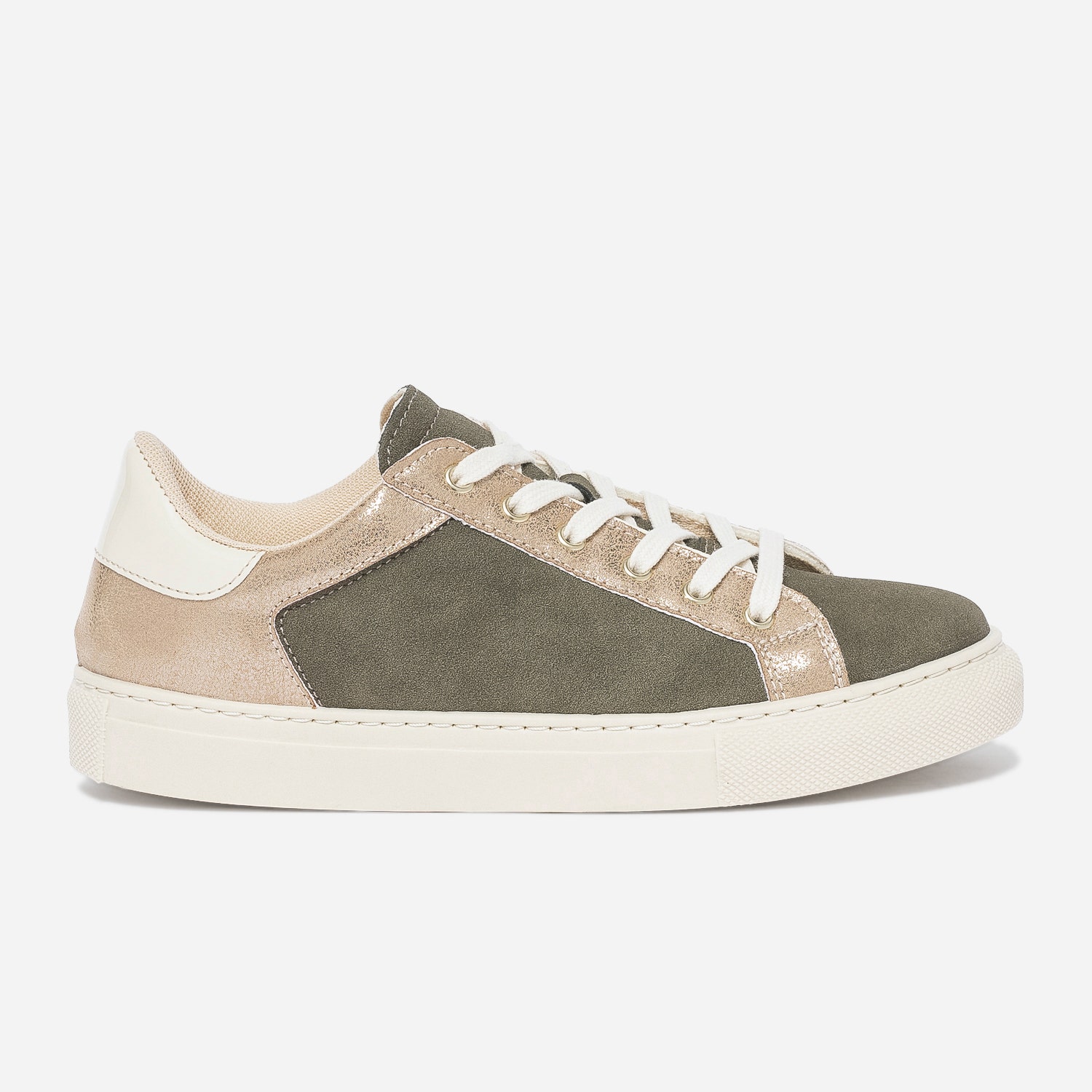 Tennis TEXTO kaki, beige et dorée