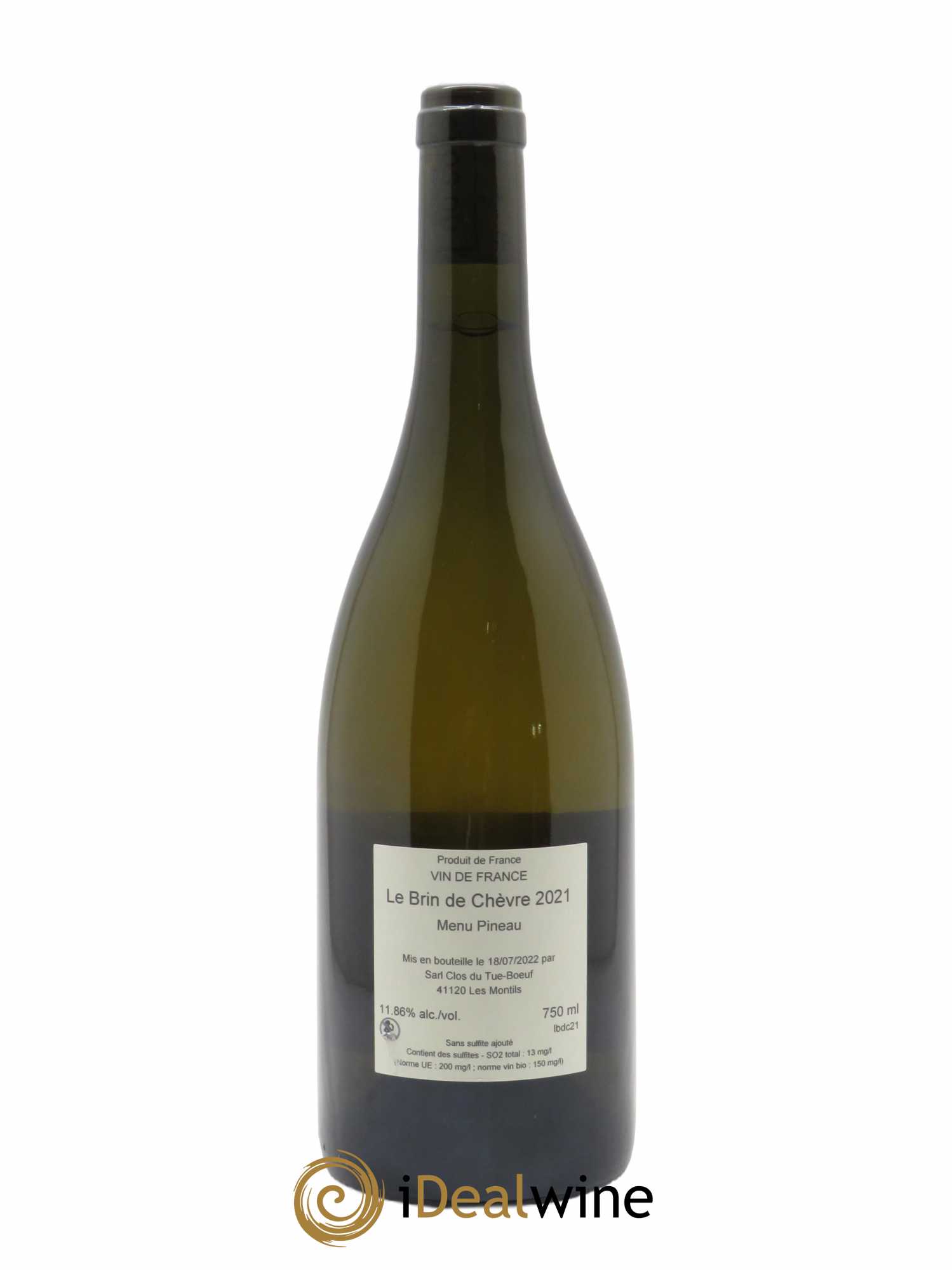 Vin de France (anciennement Touraine) Le Brin de Chèvre Clos du Tue-Boeuf  2021 - Lot de 1 Bouteille