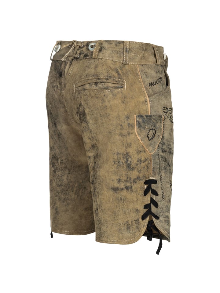 PAULGOS Lederhose Kurz Echtleder HK4 ANTIK in Krokodilgrün günstig kaufen