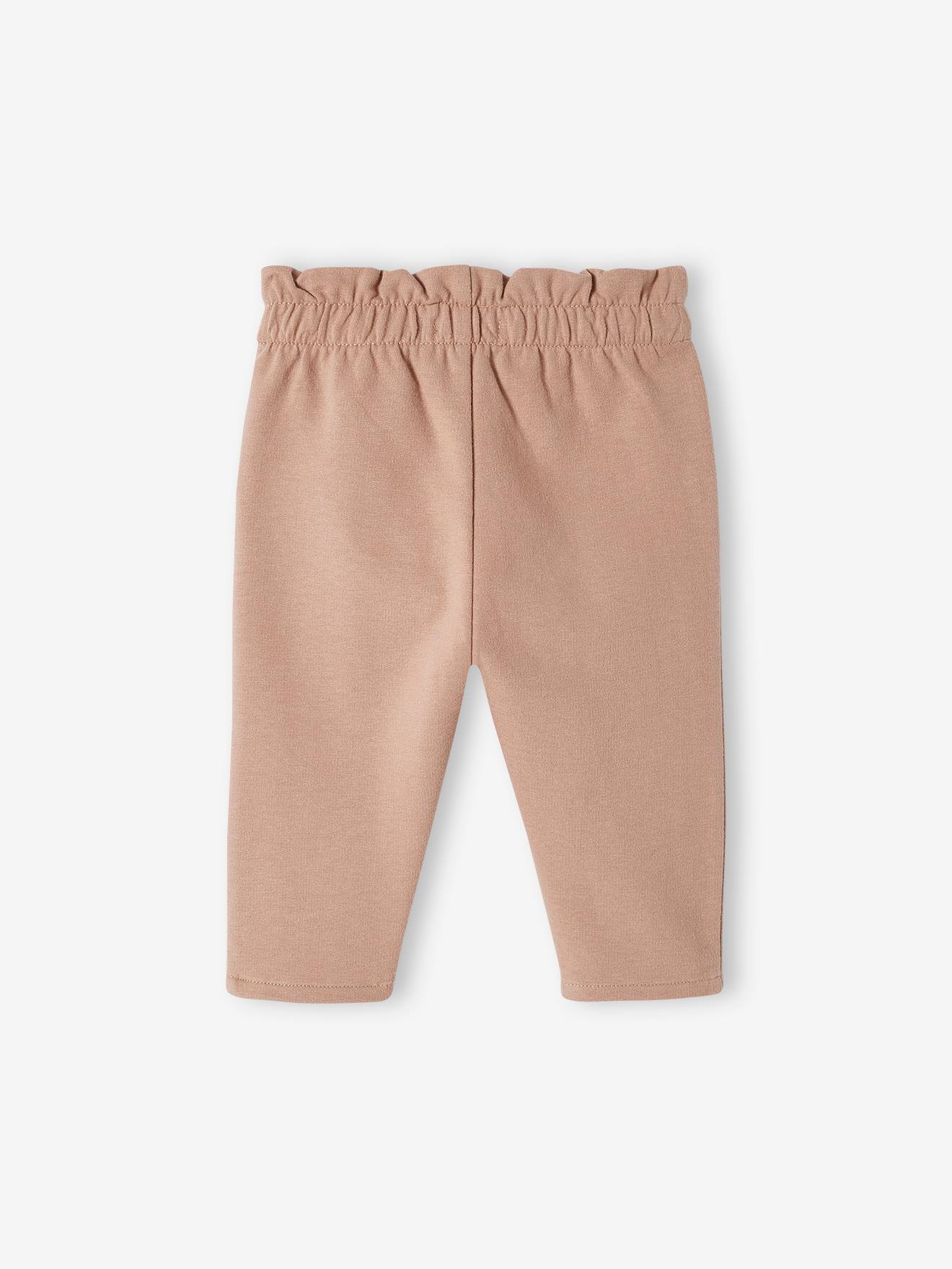 Pantalon en molleton bébé taille élastiquée BASICS beige poudré