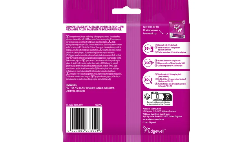 WILKINSON SWORD Extra2 Damen Einwegrasierer