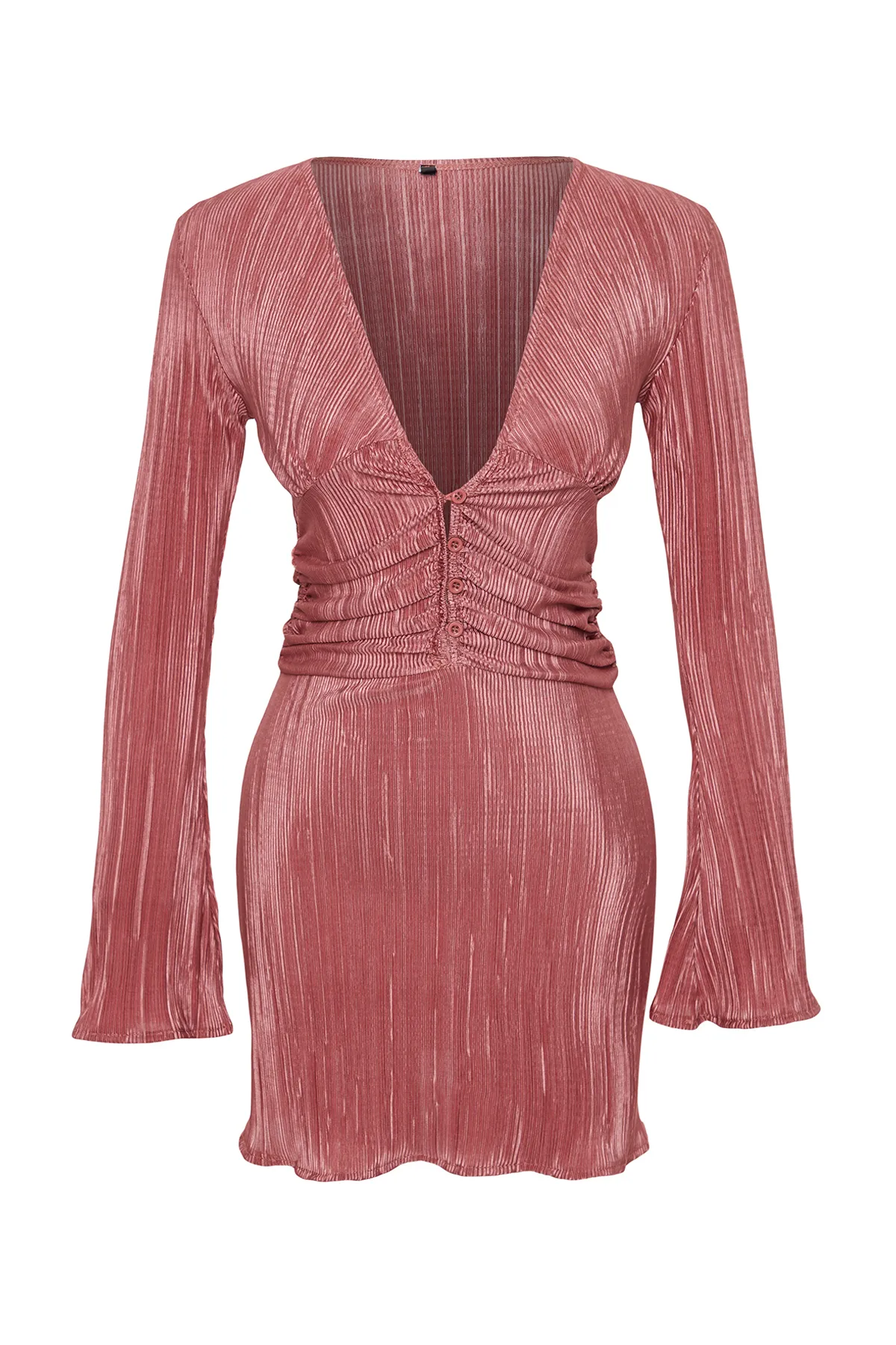 Trendyol Collection  Gestricktes Nachthemd „Dry Rose“ mit Twist und Knopfdetail THMAW24GC00011