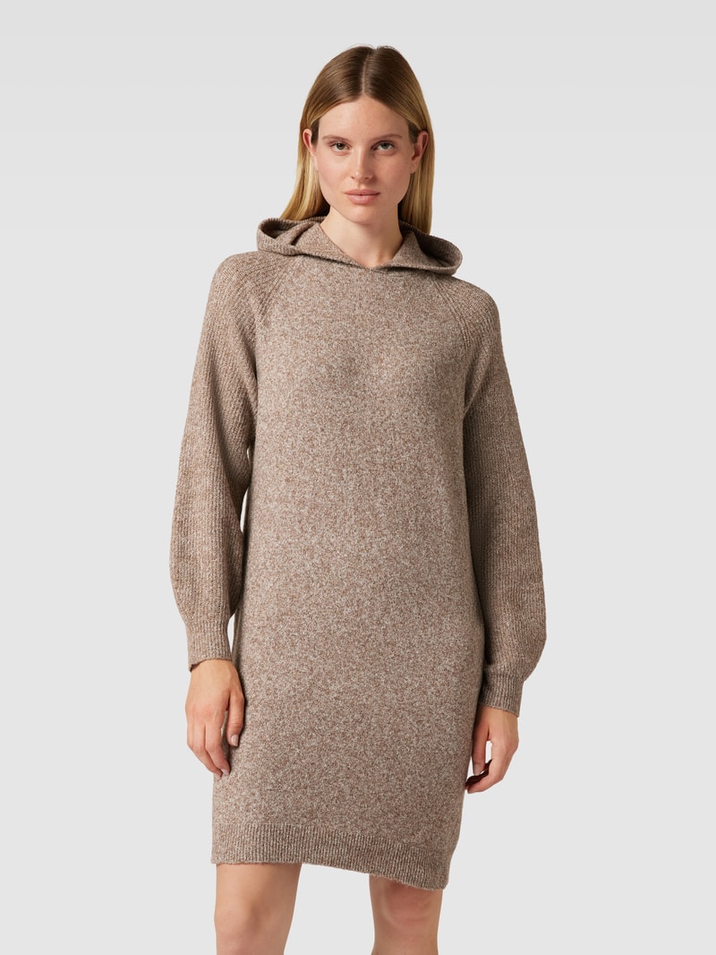 Strickkleid mit Kapuze Modell 'DOFFY' in mittelbraun