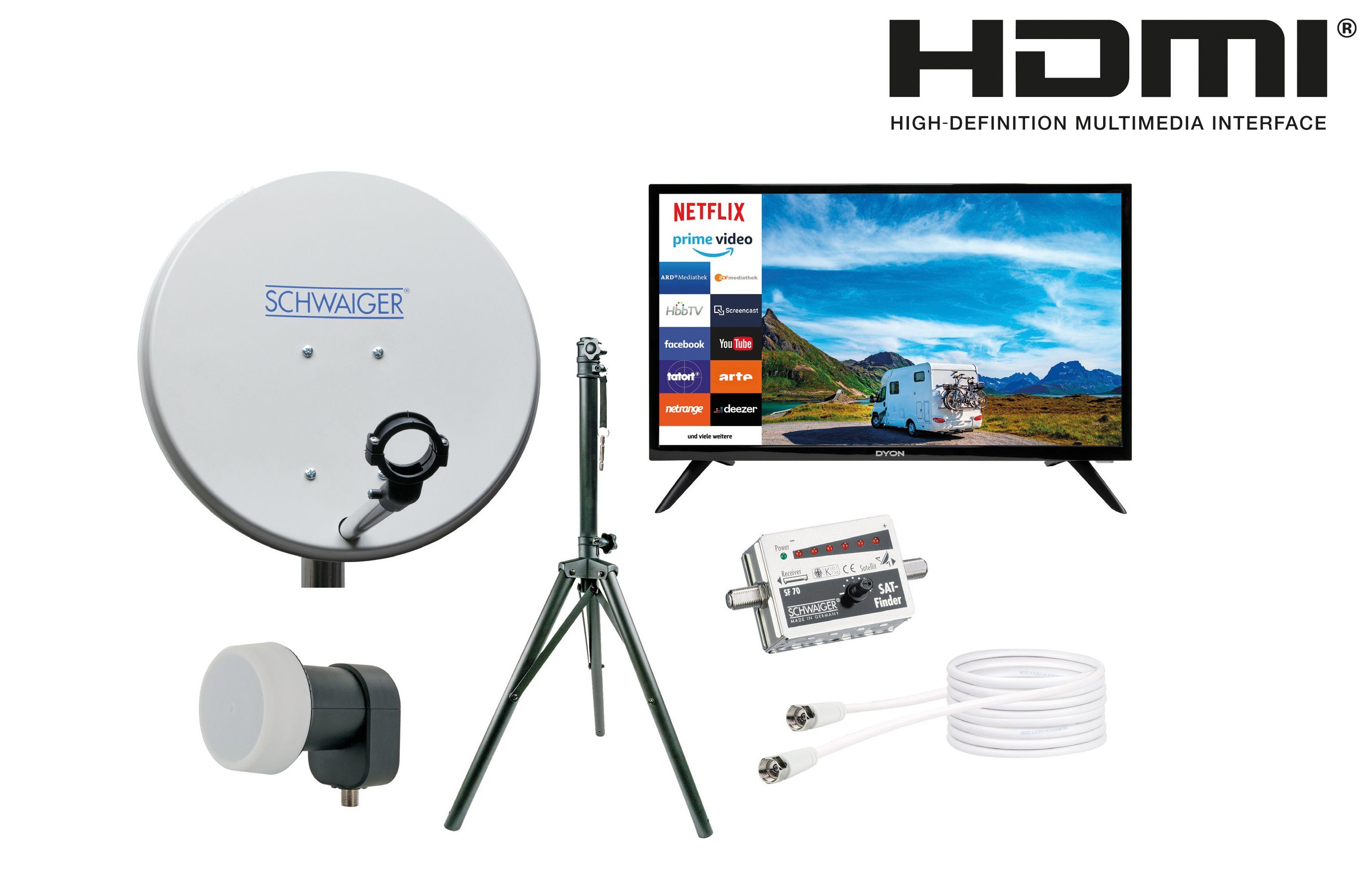 Schwaiger TVSET3 SAT-Antenne (42 cm, Stahl, Single LNB, hellgrau)
