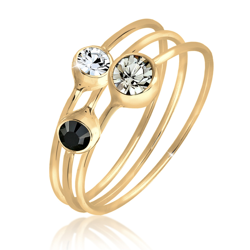 Elli Elli Bague Femmes Empilement Set de 3 Élégant avec Cristaux en Argent Sterling 92 Bague