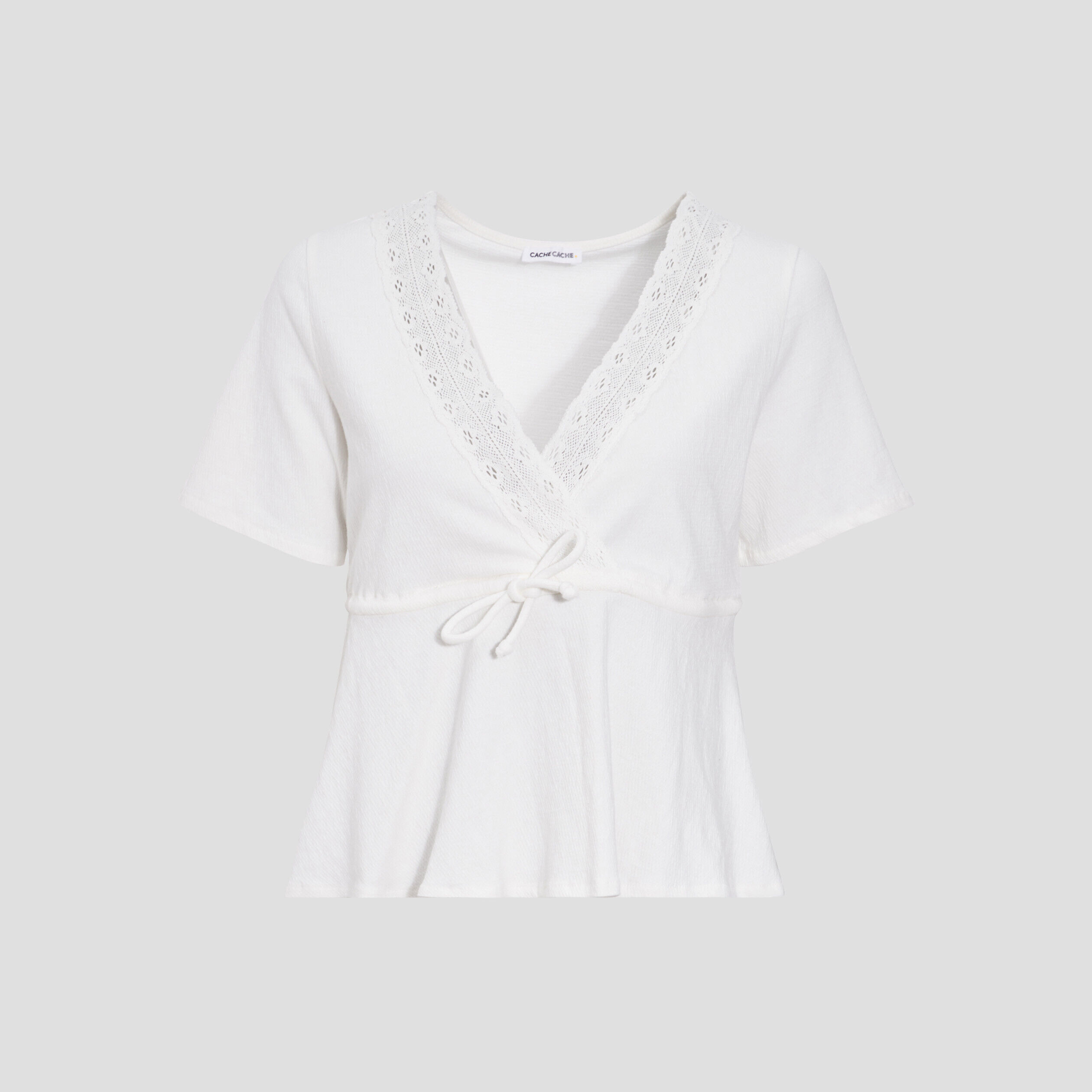 T-shirt manches courtes ecru femme | Cache Cache