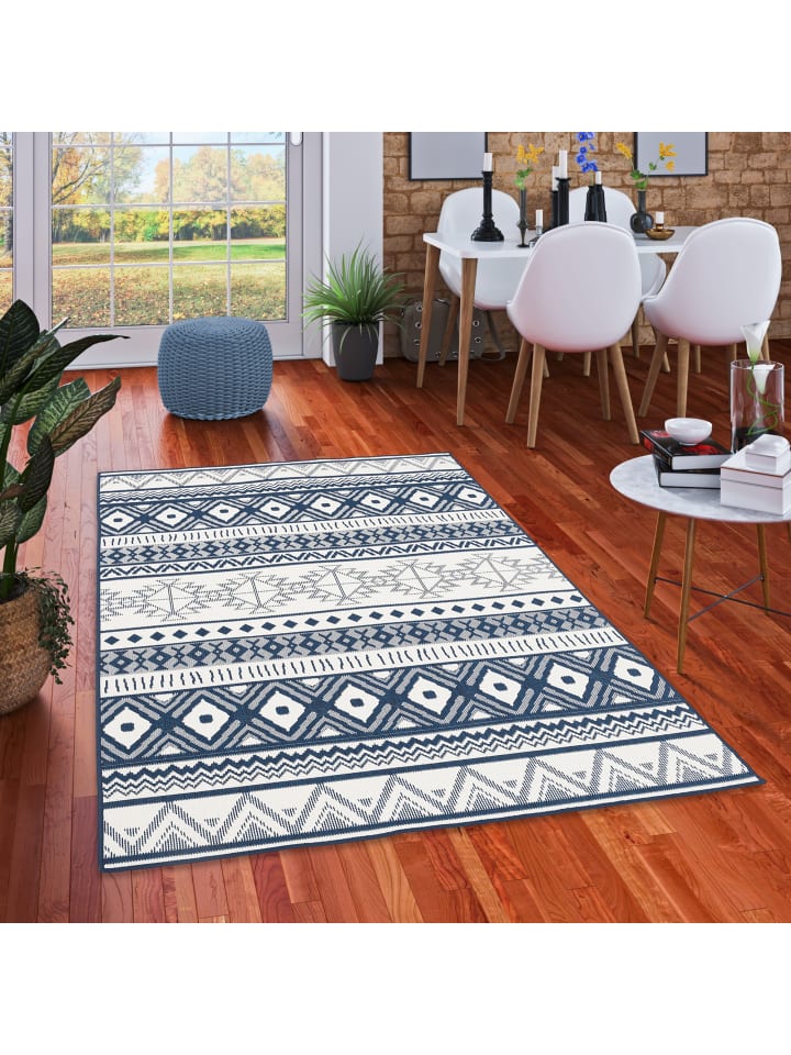 Pergamon In- und Outdoor Teppich Beidseitig Cape Cod  Ethno in Blau günstig kaufen