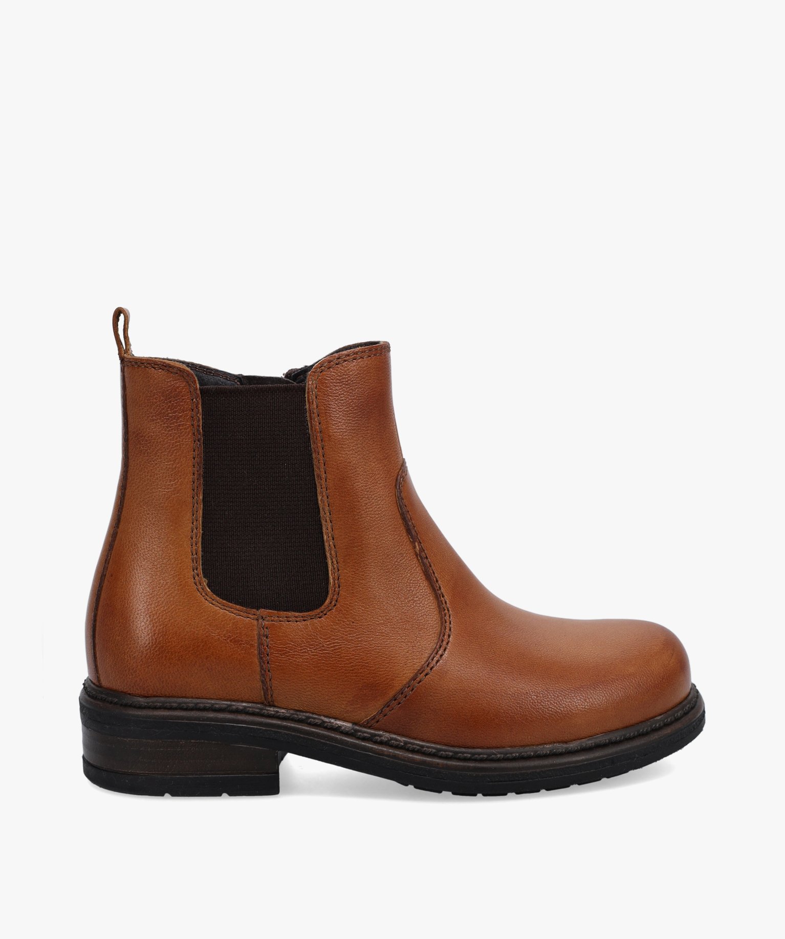 Boots fille style Chelsea unies dessus cuir - Tanéo camel | GEMO