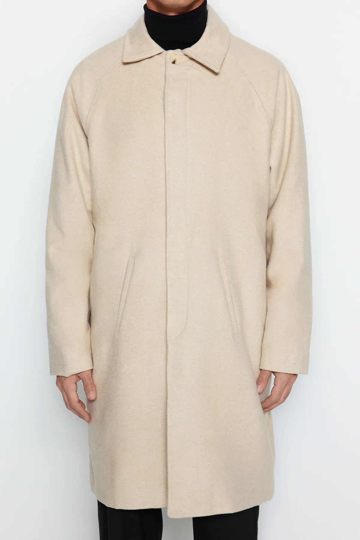 Trendyol Collection  Stone Unisex-Wintermantel mit normaler Passform aus Wollmischung mit Stempelmuster TMNAW24KB00004