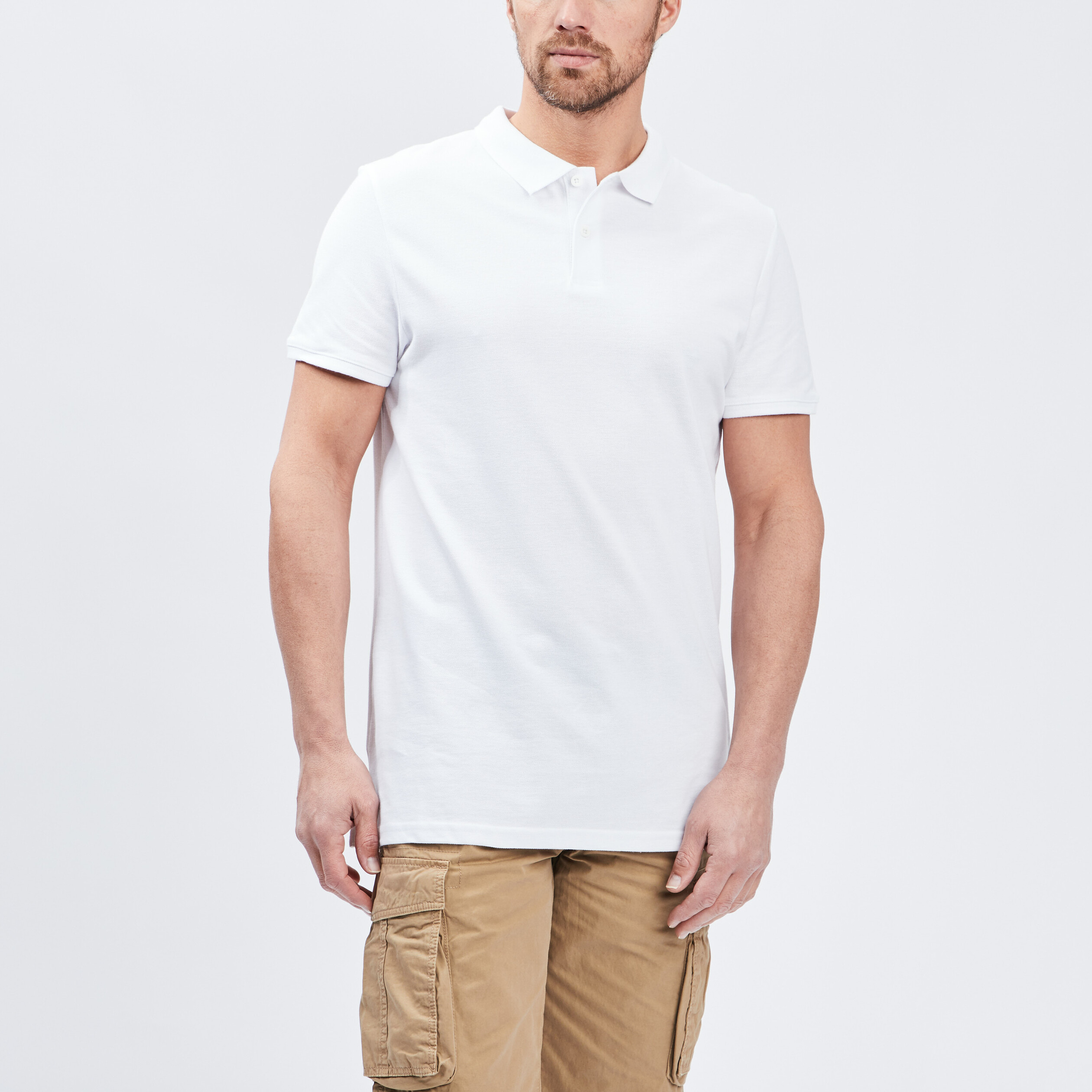 Polo en coton manches courtes blanc homme | La Halle