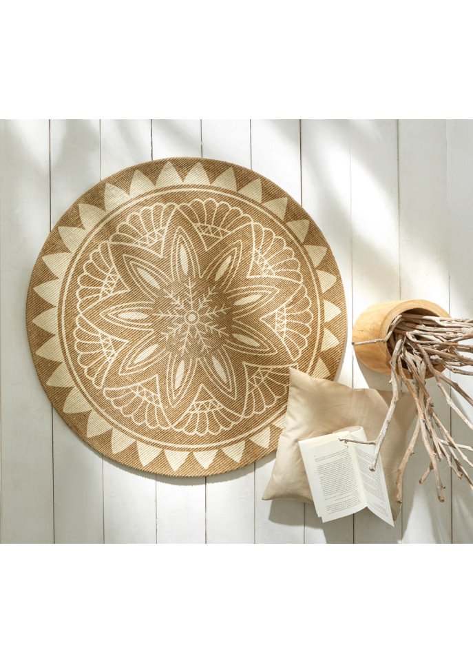 Runder Kelim-Teppich mit großem Ornament