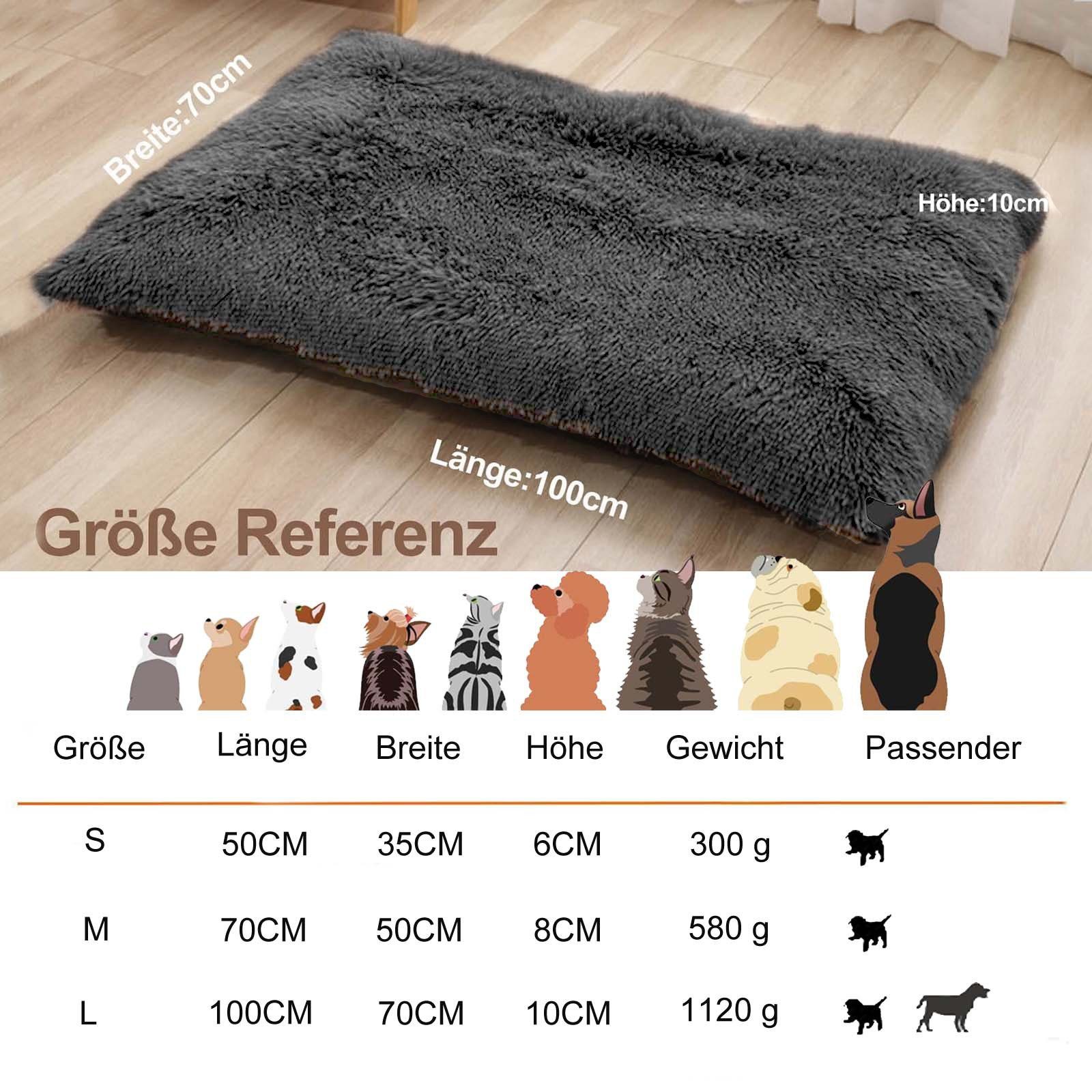 CALIYO Tierbett 100x70x10cm Hundebett Waschbar L Hundekissen Abnehmbar Bezug, Hochwertiger Plüsch, für Hundekäfig Anti-Rutsch Hundesofa Rechteckig