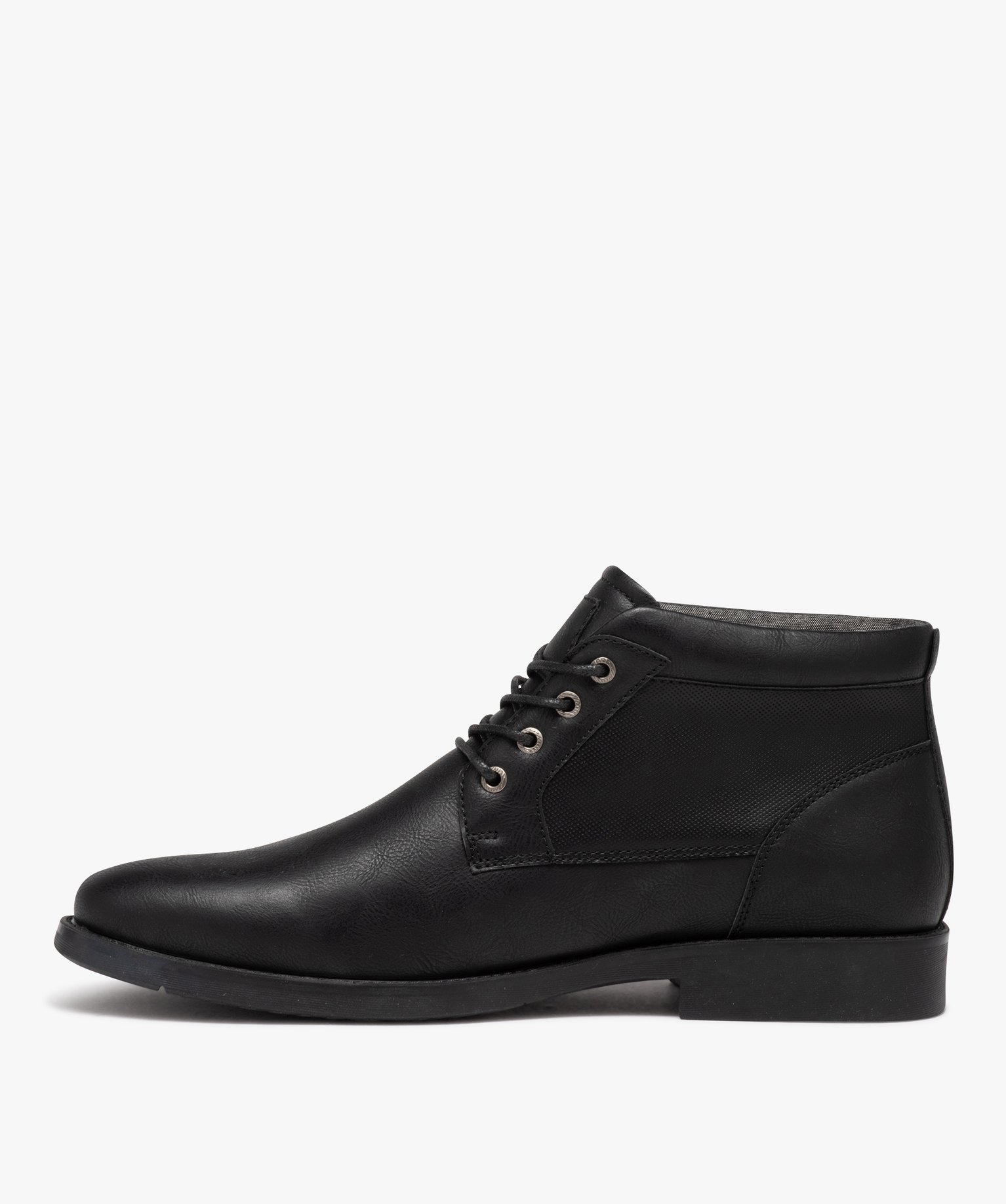 Boots homme unies style casual à lacets noir | GEMO