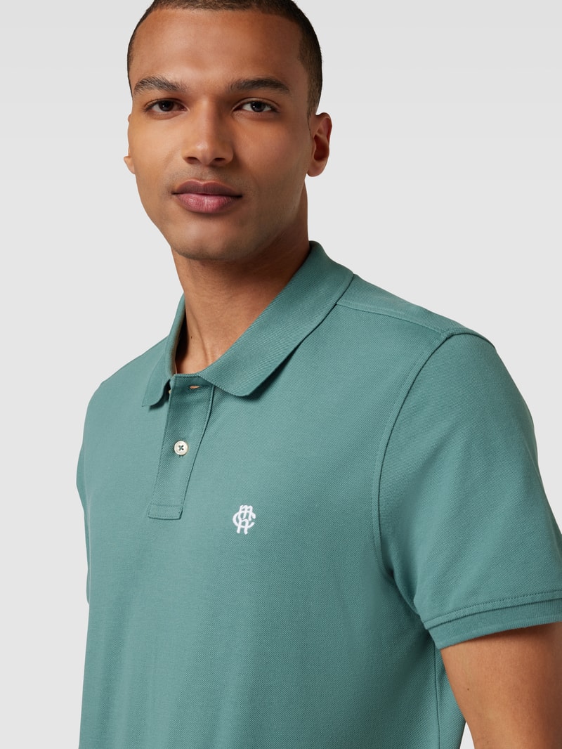 Poloshirt mit Label-Stitching in neon blau