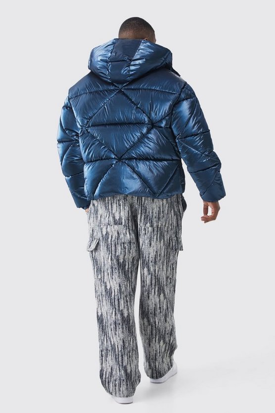 Plus kastige Metallic-Steppjacke
